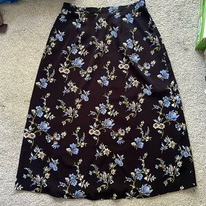 Black Blue Yellow Floral Maxi Skirt